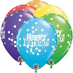 BALAO 11" R ARCO-IRIS PC50 BIRTHDAY-PONTOS DE CONFETE