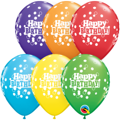 BALAO 5" R ARCO-IRIS PC100 BDAY CONFETTI DOTS