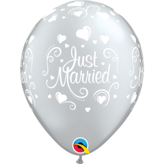 BALAO QUALATEX 11" ESTAMPADO - PACOTE FESTIVO COM 6 UNIDADES - JUST MARRIED - RECEM CASADOS