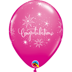BALAO QUALATEX 11" ESTAMPADO - PACOTE FESTIVO COM 6 UNIDADES - CONGRATULATIONS - PARABENS