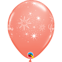 BALAO QUALATEX 11" ESTAMPADO - PACOTE FESTIVO COM 6 UNIDADES - CONGRATULATIONS - PARABENS
