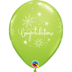BALAO QUALATEX 11" ESTAMPADO - PACOTE FESTIVO COM 6 UNIDADES - CONGRATULATIONS - PARABENS