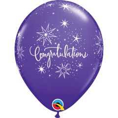 BALAO QUALATEX 11" ESTAMPADO - PACOTE FESTIVO COM 6 UNIDADES - CONGRATULATIONS - PARABENS