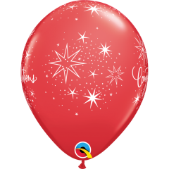 BALAO QUALATEX 11" ESTAMPADO - PACOTE FESTIVO COM 6 UNIDADES - CONGRATULATIONS - PARABENS