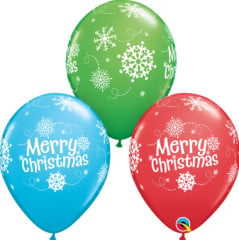 BALAO 11" R SORT ESP PC50 MERRY CHRISTMAS FLOCOS DE NEVE
