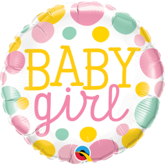 BALAO 18" REDONDO PC1 BABY GIRL DOTS
