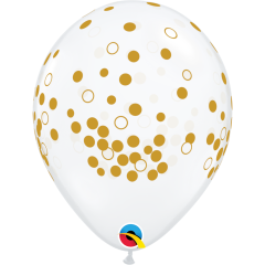 BALAO 11" R DIAMANTE TRAN PC50 CONFETTI DOTS (GLD)