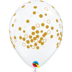 BALAO 11" R DIAMANTE TRAN PC50 CONFETTI DOTS (GLD)