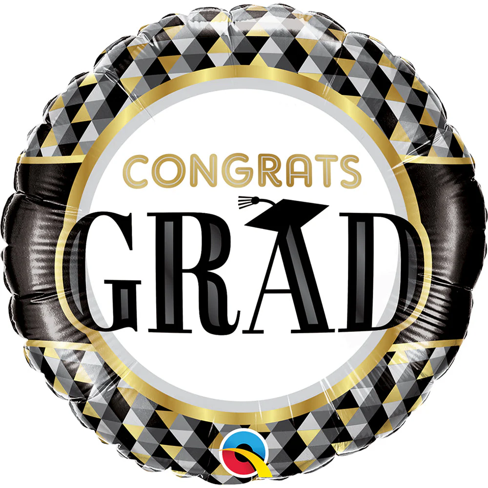 BALAO 18" REDONDO PC1 CONGRATS GRAD-PRETO E OURO