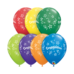 BALAO 11" R SORT CARNAVAL PC50 CONGRATULATIONS STREAMERS