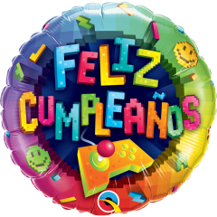 BALAO 18" REDONDO PC1 FELIZ CUMPLEANOS VIDEOGAME