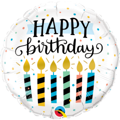 BALAO 18" REDONDO PC1 BDAY CANDLES & DOTS