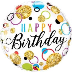 BALAO 18" REDONDO PC1 BDAY GLITTER DOTS
