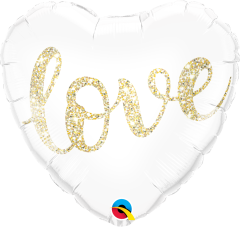BALAO 18" CORACAO PC1 LOVE GLITTER GOLD