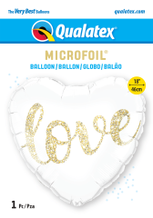 BALAO 18" CORACAO PC1 LOVE GLITTER GOLD