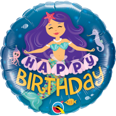 BALAO 18" REDONDO PC1 HAPPY BDAY MERMAID