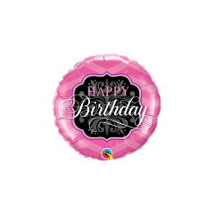BALAO 09" REDONDO SOLTO BDAY PINK & BLACK