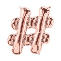 BALAO 16" SIMBOLO PC1 HASHTAG OURO ROSE