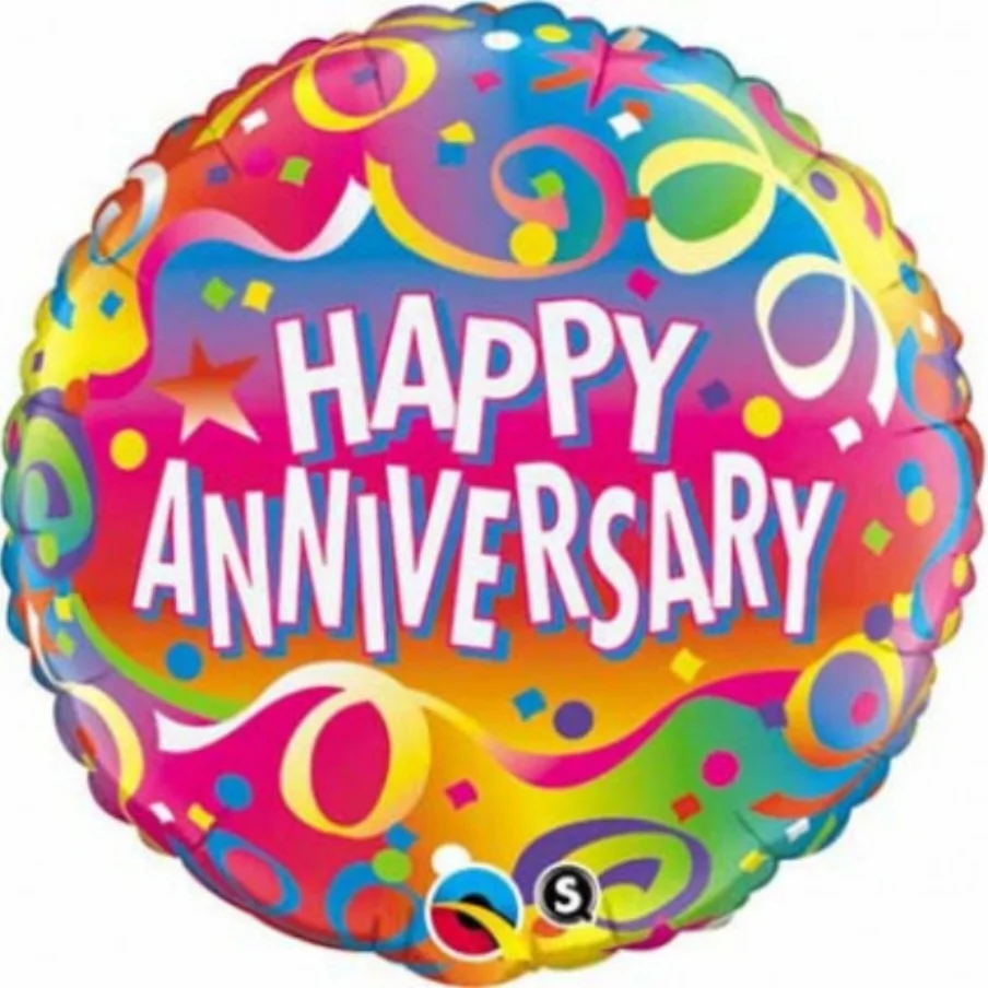 BALAO 18" REDONDO PC1 HAPPY ANNIVERSARY CONFETES