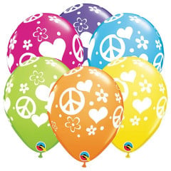 BALAO 11" R SORT TROP PC50 SINAIS DE PAZ E CORACOES