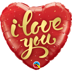BALAO 18" CORACAO PC1 I LOVE YOU GOLD SCRIPT