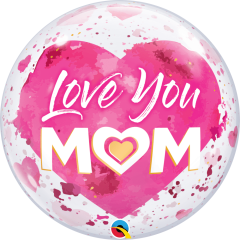 BALAO 22" BUBBLE SIMPLES PC1 LOVE YOU M(HEART)M PINK