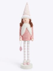 BONECA DECORATIVA QUEBRA-NOZES - ROSA E BRANCO