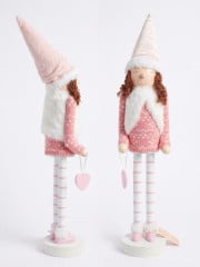 BONECA DECORATIVA QUEBRA-NOZES - ROSA E BRANCO