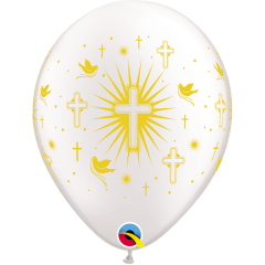 BALAO 11" R BRANCO PRL PC50 CROSS & DOVES WRAP (GLD)