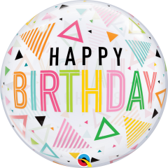 BALAO 22" BUBBLE SIMPLES PC1 BDAY RAINBOW TRIANGLES