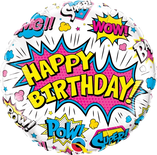 BALAO 18" REDONDO PC1 BIRTHDAY!-SUPER-HEROI BRANCO