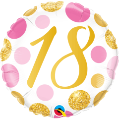 BALAO 18" REDONDO PC1 18 PINK & GOLD DOTS