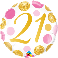 BALAO 18" REDONDO PC1 21 PINK & GOLD DOTS