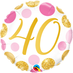 BALAO 18" REDONDO PC1 40 PINK & GOLD DOTS