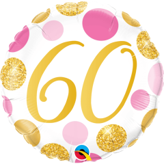 BALAO 18" REDONDO PC1 60 PINK & GOLD DOTS