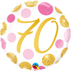 BALAO 18" REDONDO PC1 70 PINK & GOLD DOTS