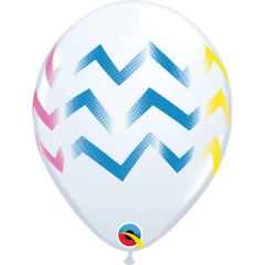 BALAO 11" R BRANCO PC50 COLORFUL CHEVRON STRIPES