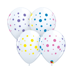 BALAO 11" R BRANCO PC50 COLORFUL DOTS