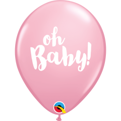BALAO QUALATEX 11" ESTAMPADO - PACOTE FESTIVO ROSA COM 6 UNIDADES - OH BABY!