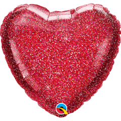 BALAO 18" CORACAO PC1 GLITTERGRAPHIC RED
