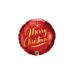 BALAO 09" REDONDO SOLTO CHRISTMAS GOLD SCRIPT RED
