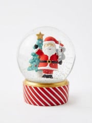 GLOBO DE NEVE NATALINO PAPAI NOEL COM ÁRVORE - BASE LISTRADA