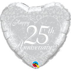 BALAO 18" CORACAO PC1 HAPPY 25TH ANNIVERSARY HEART