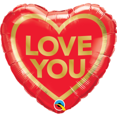 BALAO 18" CORACAO PC1 LOVE YOU GOLDEN HEART