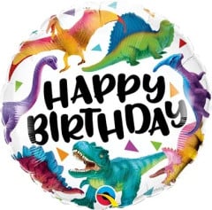 BALAO 18" REDONDO PC1 BDAY COLORFUL DINOSAURS