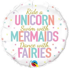 BALAO 18" REDONDO PC1 UNICORN/MERMAIDS/FAIRIES