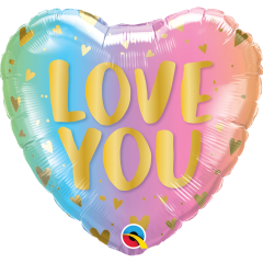 BALAO 18" CORACAO PC1 LOVE YOU PASTEL OMBRE & HEARTS